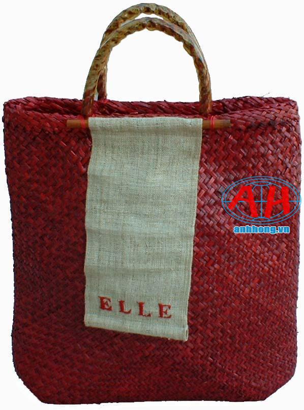 Túi xách cói vải trang trí bên ngoài